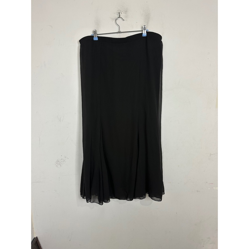 Antthony Original Black Chiffon Maxi Skirt Womens 2X Flared Lined 3RL42AM